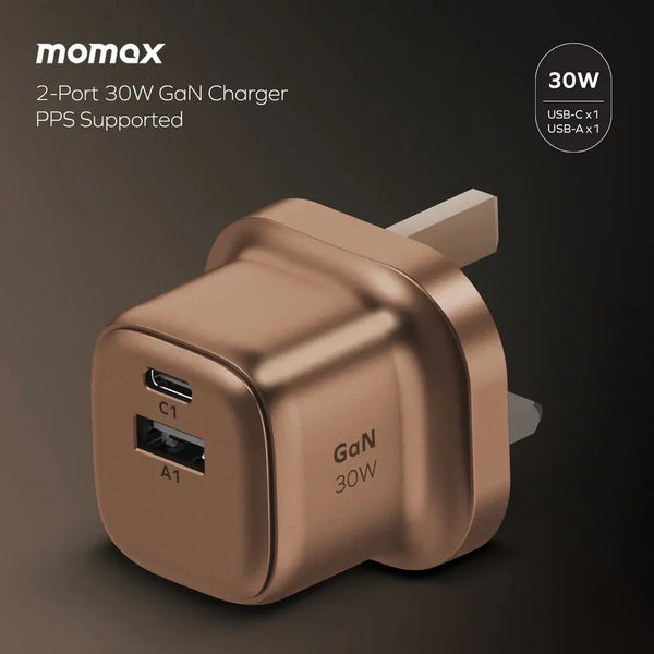 Buy MOMAX 1-Charge GaN 30W 2-Port Charger in Qatar | fast charging