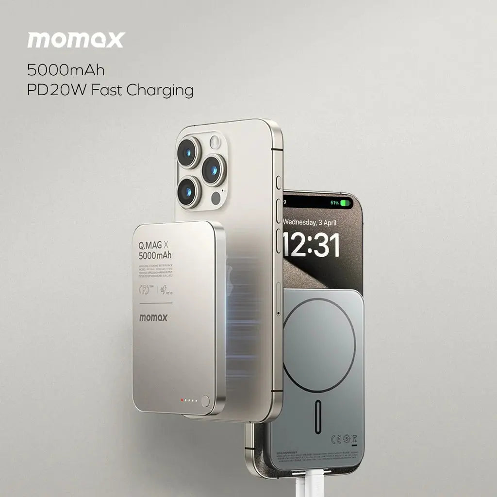 Buy MOMAX Wireless Power Bank 5000mAh Qatar | Fast Charging & Magsafe