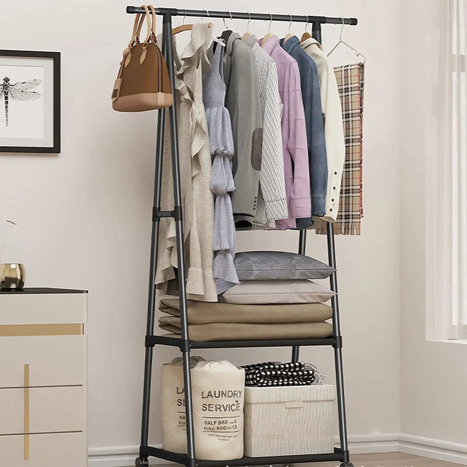 Buy Stainless Steel Garment Rack with Coat Hanger Qatar 