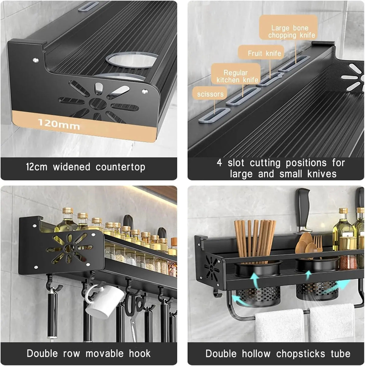 Floating Spice Racjs Wall Mount Floating Kitchen Spice Rack with Hooks Qatar