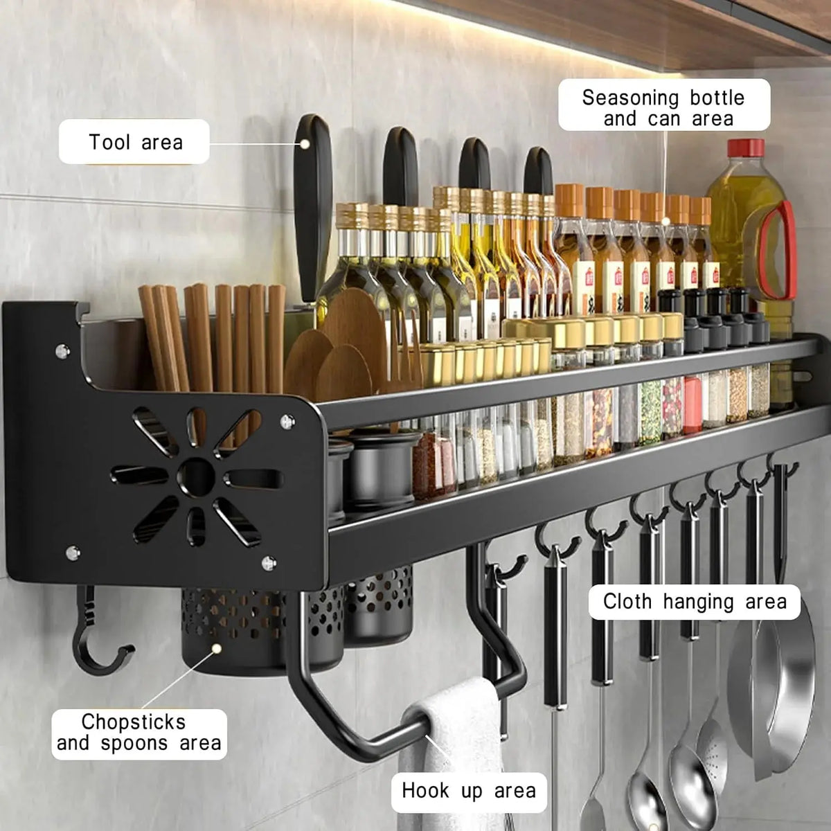 Floating Spice Racjs Wall Mount Floating Kitchen Spice Rack with Hooks Qatar
