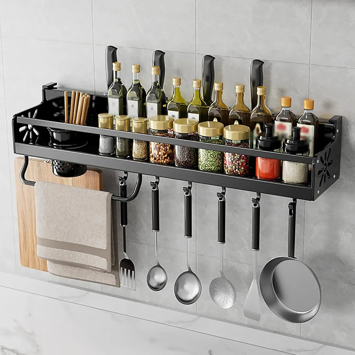 Floating Spice Racjs Wall Mount Floating Kitchen Spice Rack with Hooks Qatar