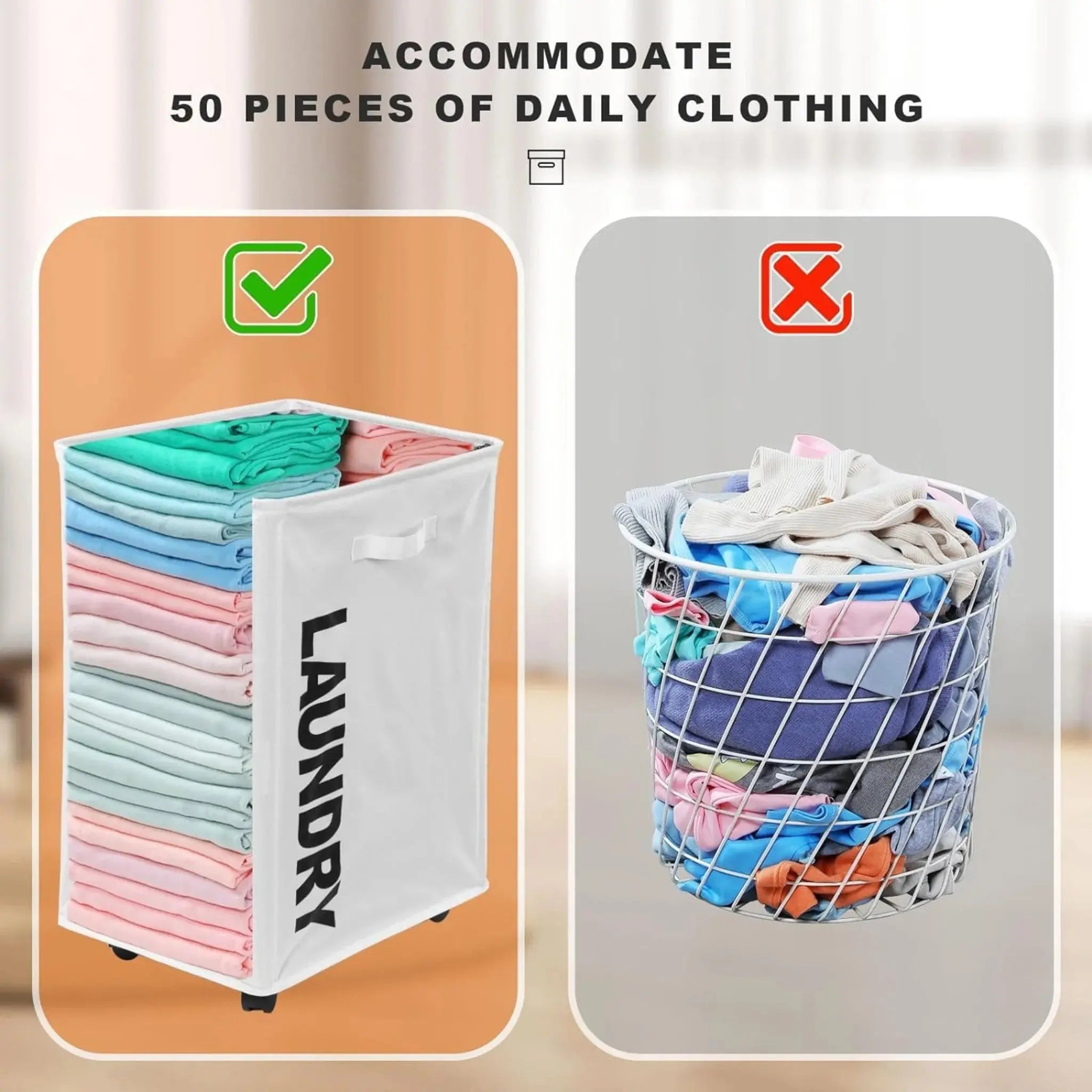 Buy collapsible 80L laundry basket with wheels Qatar!