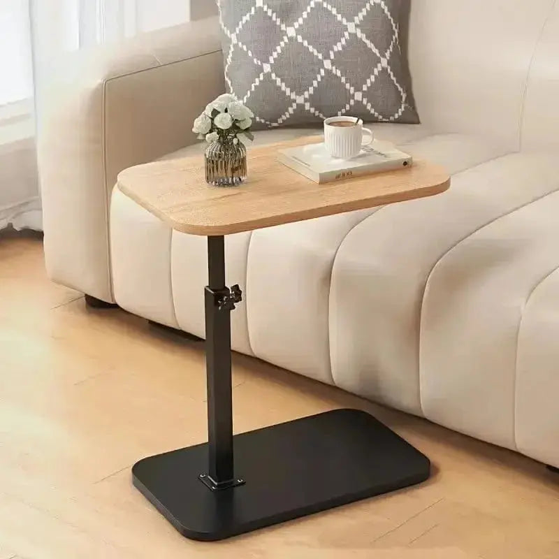 C-Shaped Adjustable Wooden Side Table – Rotating Height Coffee Table Scrollcart Qatar 