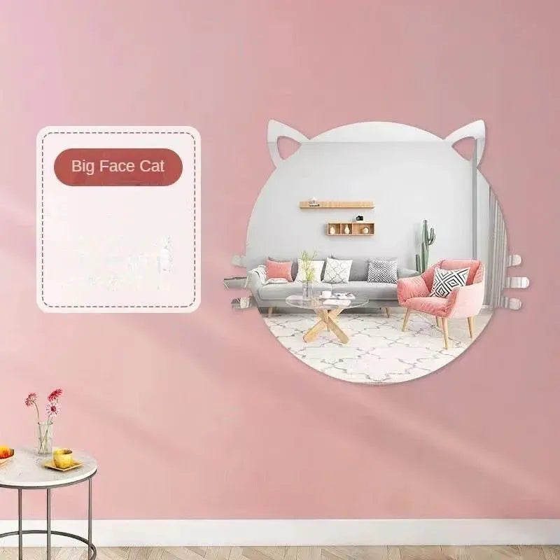 Cartoon Cute Acrylic Wall Mirror Sticker 35x35cm | Self-Adhesive Frameless Decorative Mirror Scrollcart Qatar  Scrollcart Qatar
