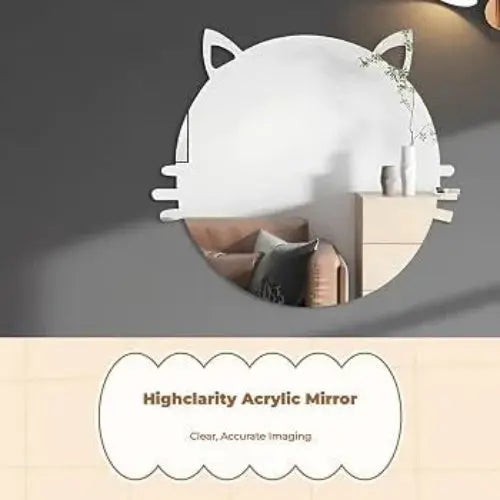 Cartoon Cute Acrylic Wall Mirror Sticker 35x35cm | Self-Adhesive Frameless Decorative Mirror Scrollcart Qatar  Scrollcart Qatar