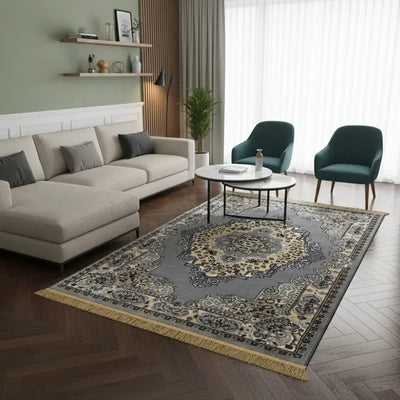 traditional area rug Persian style living room qatar