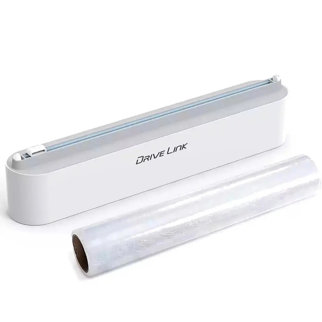 Cling Film Dispenser for Plastic Wrap - with Slide Cutter - White Background