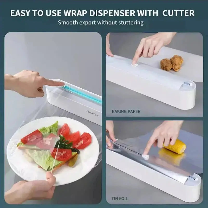 Cling Film Dispenser for Plastic Wrap with Slide Cutter - Details