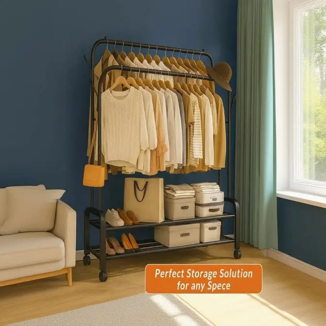 Clothes Organizer Stand with Wheels – Heavy Duty Rack Qatar