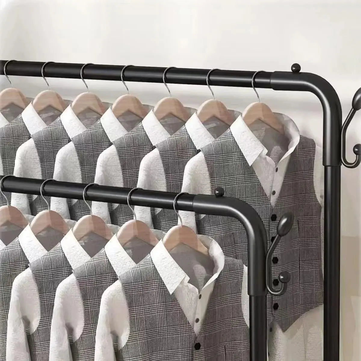 Clothes Organizer Stand with Wheels – Heavy Duty Double Layer Storage Rack United 