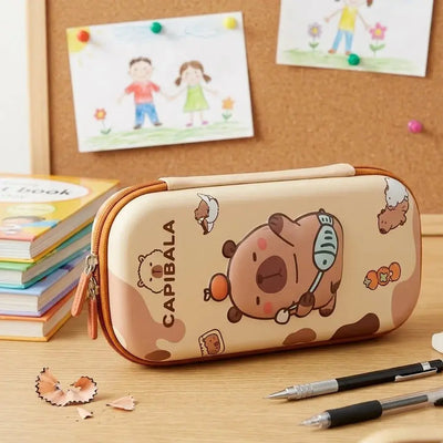 Cute Capybara Hard Shell Pencil Case – Large Capacity Double Zipper Scrollcart Qatar 