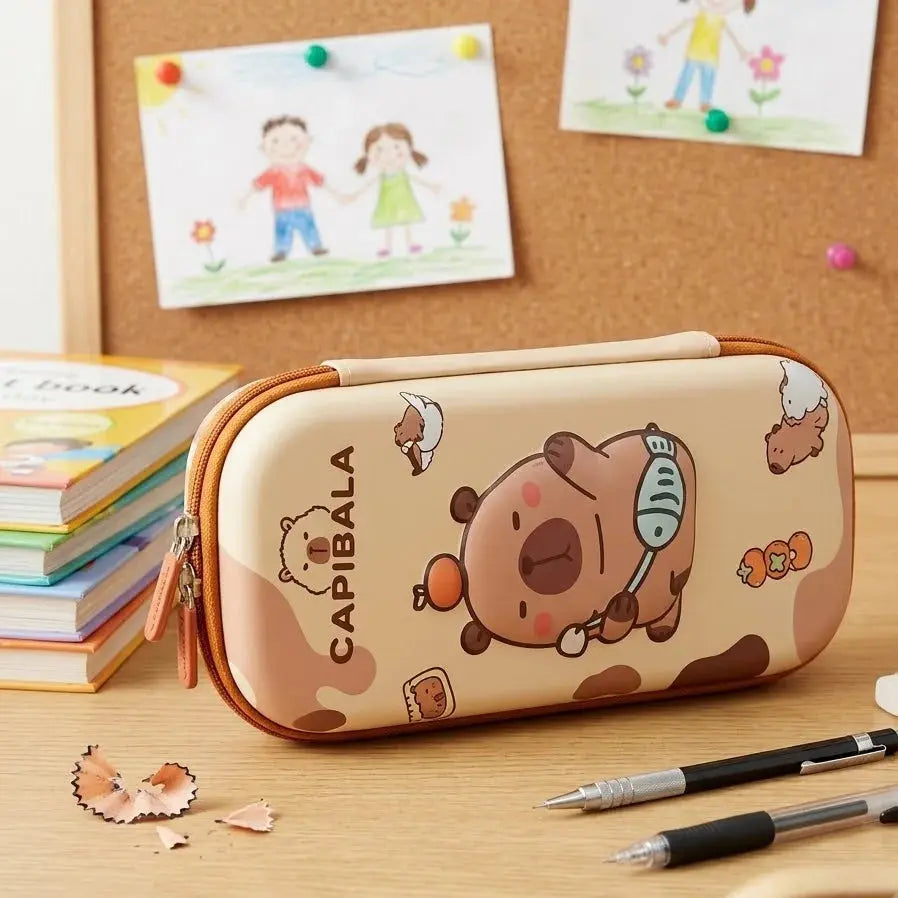 Cute Capybara Hard Shell Pencil Case – Large Capacity Double Zipper Scrollcart Qatar 