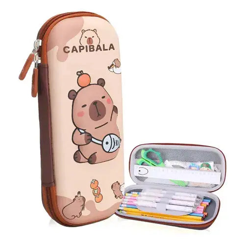Cute Capybara Hard Shell Pencil Case – Large Capacity Double Zipper Scrollcart Qatar 
