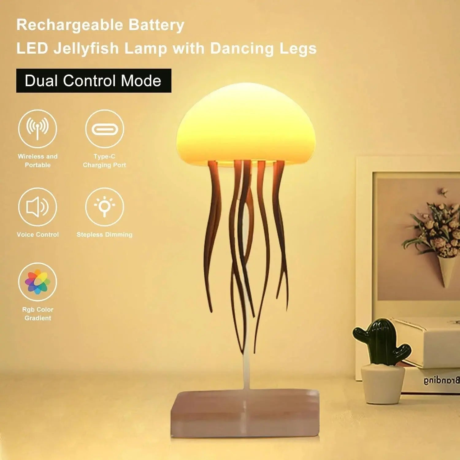 Dancing Jellyfish Mood Light Lamp – RGB LED Sound-Activated Ambient Lamp Scrollcart Qatar 