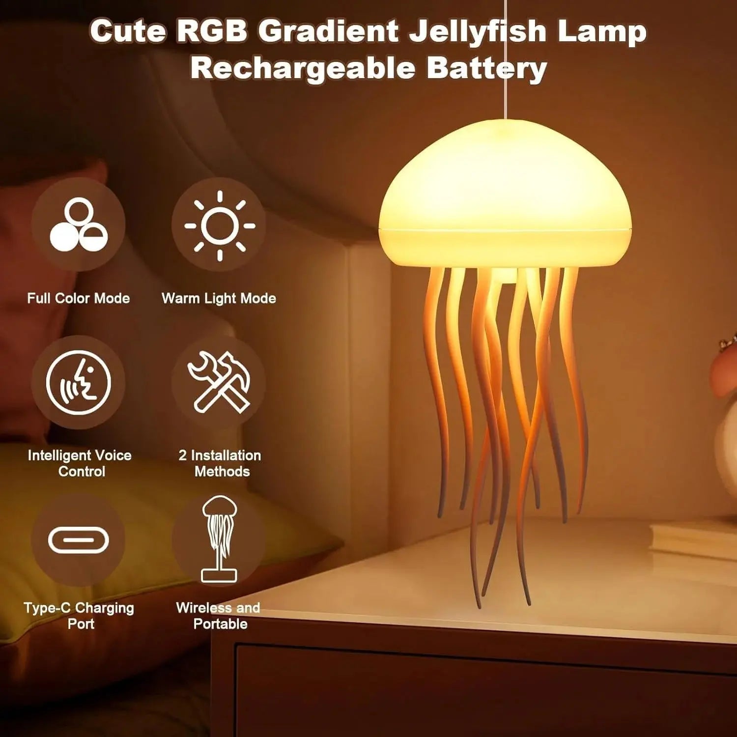 Dancing Jellyfish Mood Light Lamp – RGB LED Sound-Activated Ambient Lamp Scrollcart Qatar 