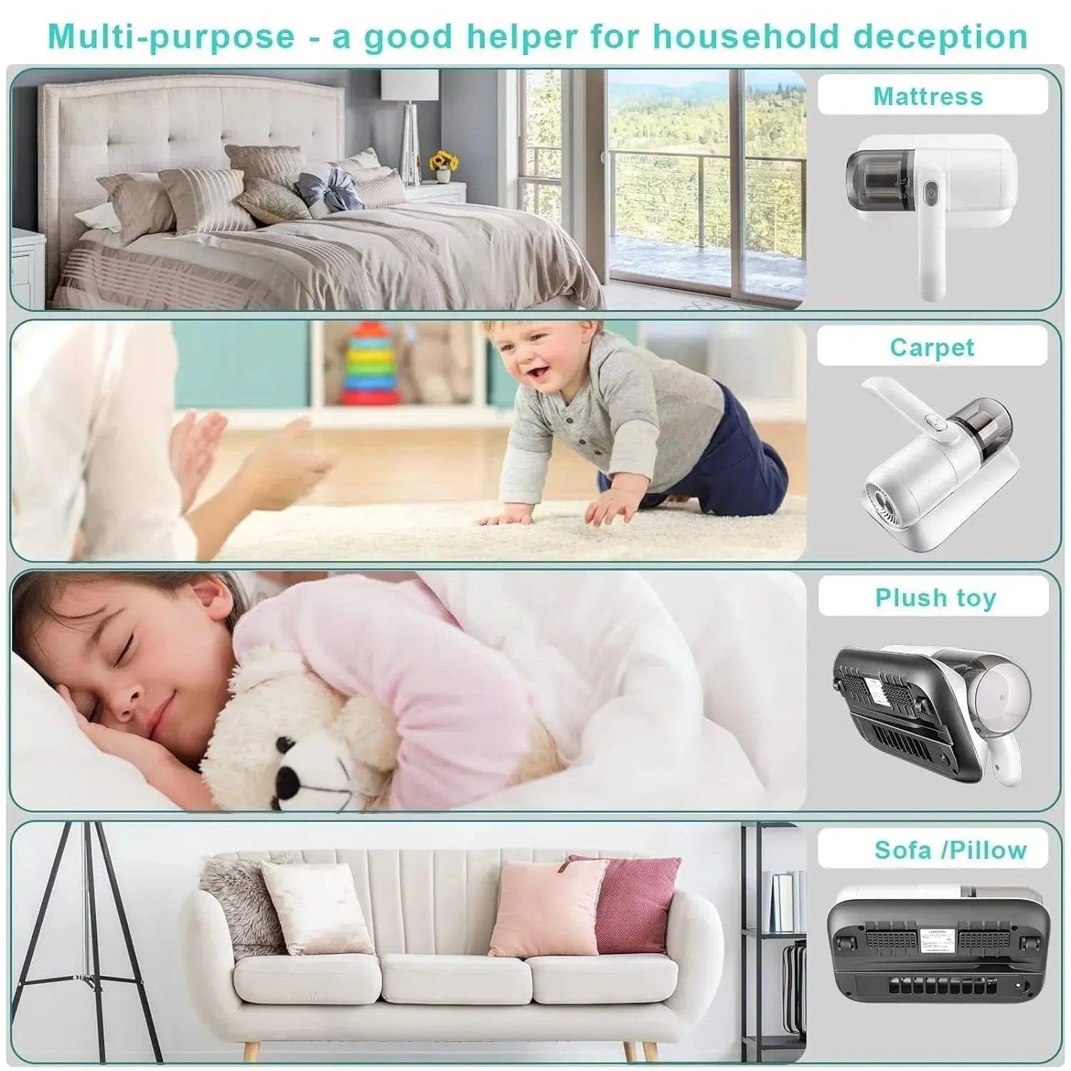 Deep Mattress & Sofa Vacuum Cleaner for Dust and Mite Removal – Cordless Handheld HEPA – Doha Qatar