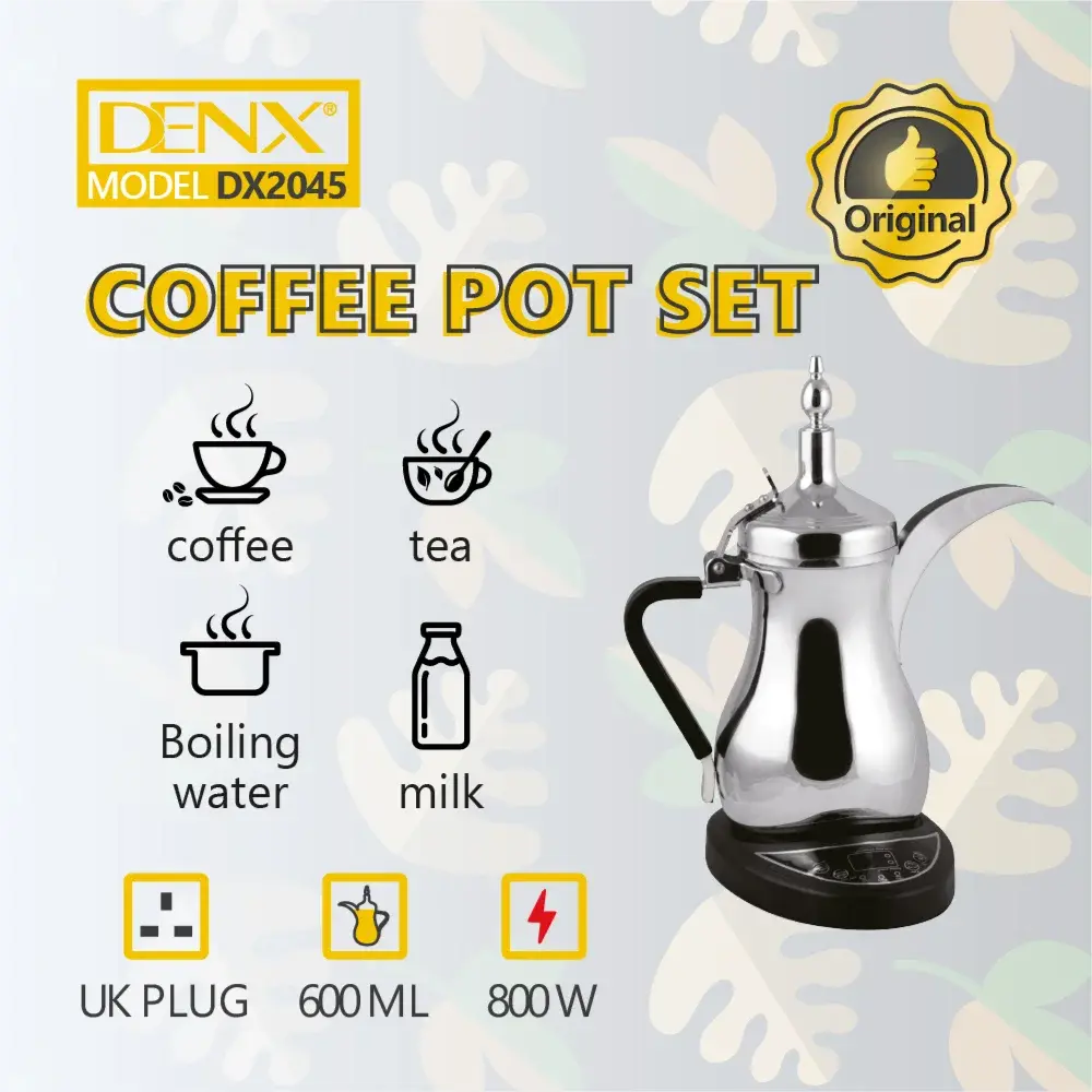 Denx 1L Coffee Pot Set DX2045 – 800W Stainless Steel Electric Coffee & Tea Maker Scrollcart Qatar 