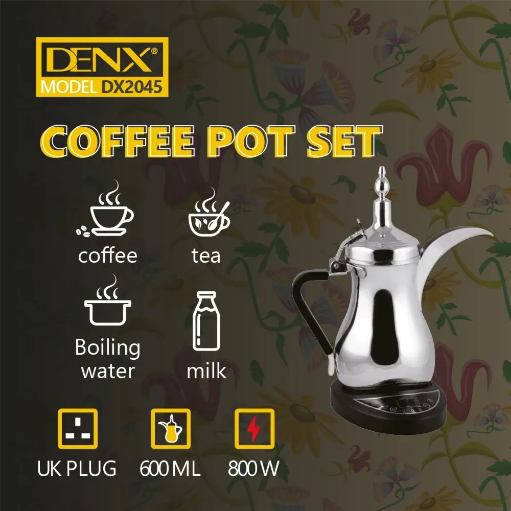 Denx 1L Coffee Pot Set DX2045 – 800W Stainless Steel Electric Coffee & Tea Maker Scrollcart Qatar 