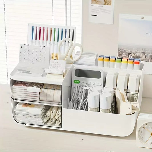 Desk Storage Organizer with Pen Holder holding pens and accessories 2 nd part