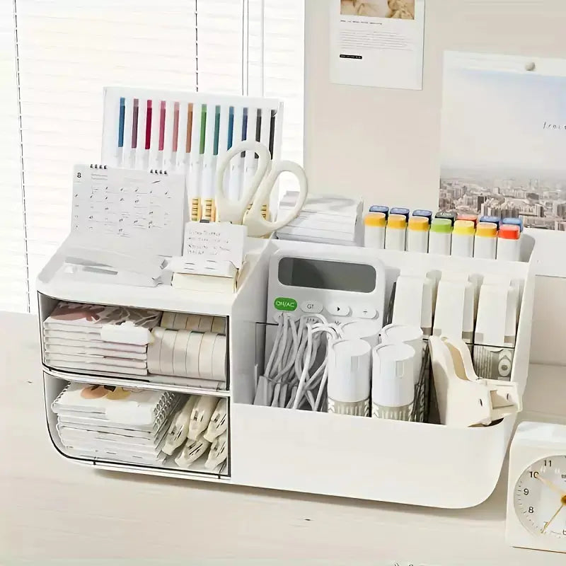 Desk Storage Organizer with Pen Holder holding pens and accessories 2 nd part