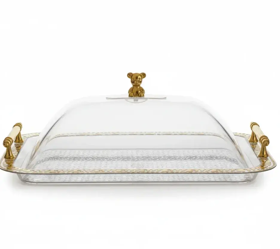 Dessert Plate Serving Tray with Clear Lid – Fruit & Cake Organizer Scrollcart Qatar 