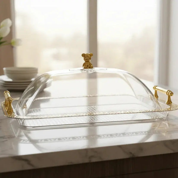 Dessert Plate Serving Tray with Clear Lid – Fruit & Cake Organizer Scrollcart Qatar 