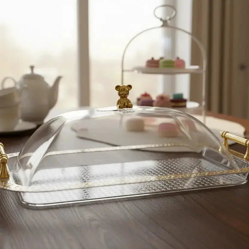 Dessert Plate Serving Tray with Clear Lid – Fruit & Cake Organizer Scrollcart Qatar 