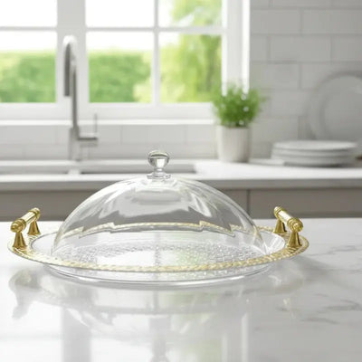 Dessert Plate Serving Tray with Clear Lid – Fruit & Cake Organizer Scrollcart Qatar 