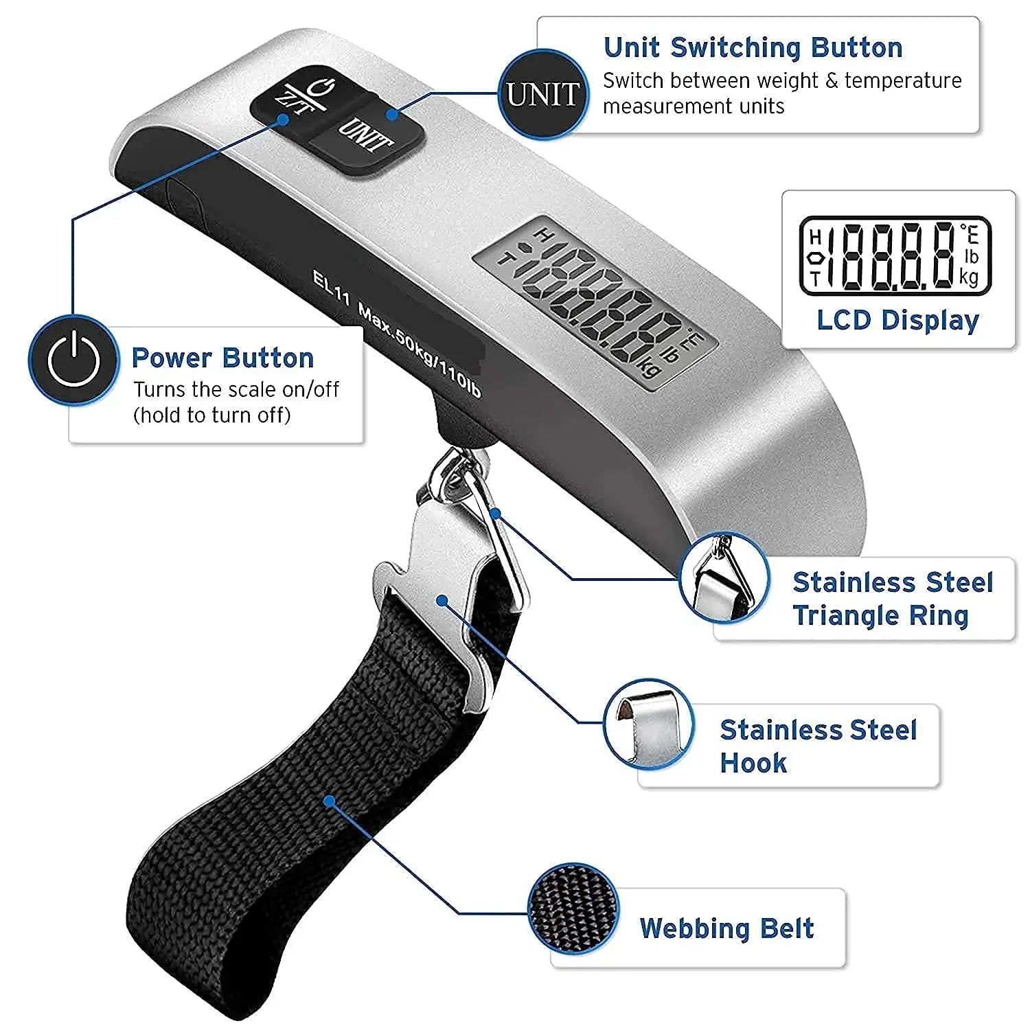 Digital Luggage Scale 50kg Portable Travel Weight Machine Scrollcart Qatar 