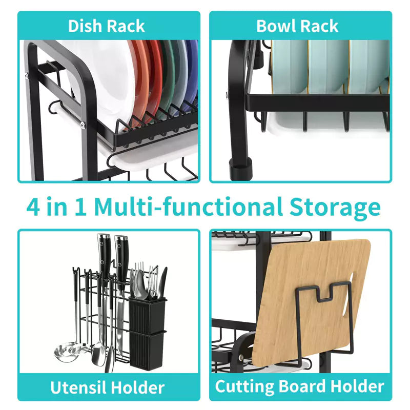 Dish Drying Rack - 2 tier - Dish -Utensil-Bowl-Scrollcart Qatar