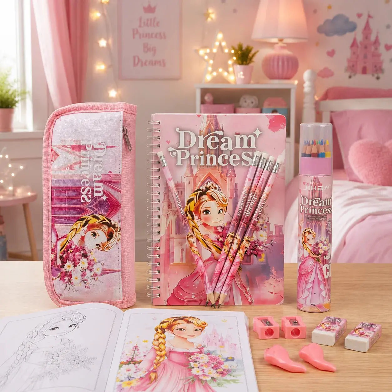 Dream Princess Stationery Gift Set – Complete School Supplies Set with Pencil Case & Notebook Scrollcart Qatar 