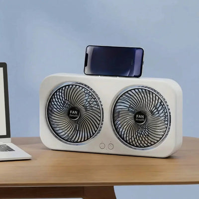 Dual Head Rechargeable 3-Speed Desk Fan Doha Qatar