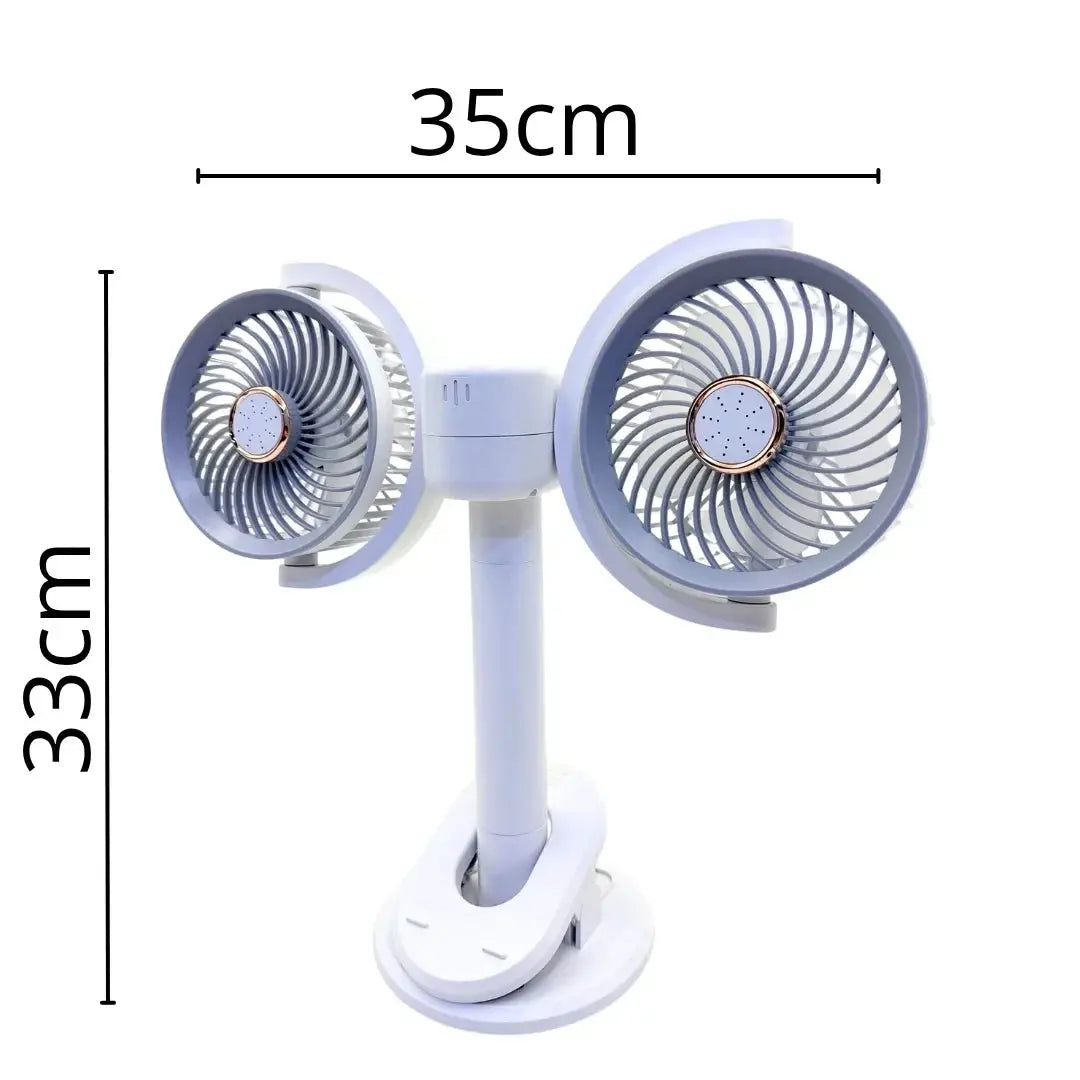 Dual Head Rechargeable Desk & Wall Cooling Fan