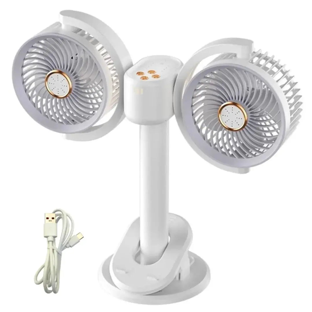 Dual Head Rechargeable Desk & Wall Cooling Fan