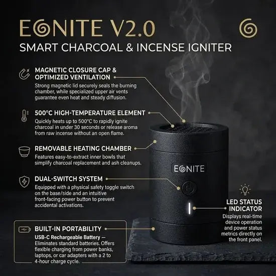 Egnite V2.0 Electronic Bakhoor Burner Black Scrollcart Qatar 