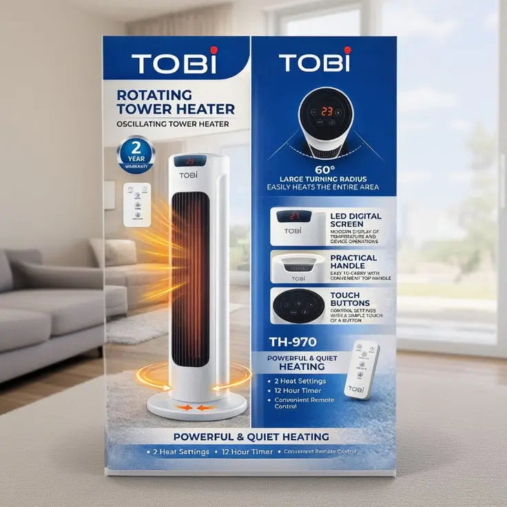 Tobi Electric Tower Heater – Rotating Room Heater Doha Qatar