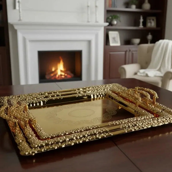 Elegant Gold-Plated Serving Tray Price Doha Qatar