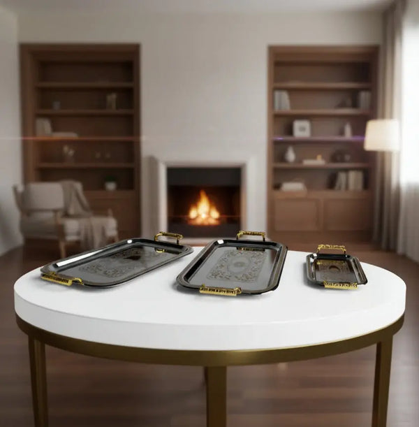 Elegant Silver-Plated Serving Tray Set Price Doha Qatar 