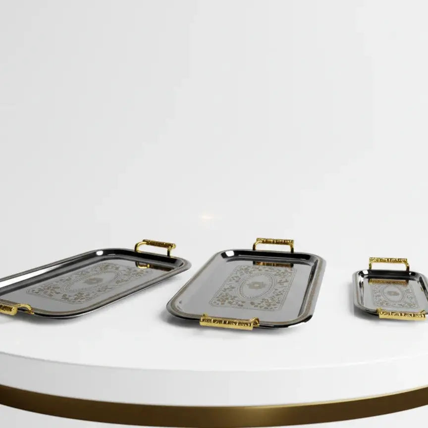 Elegant Silver-Plated Serving Tray Set Price Doha Qatar 