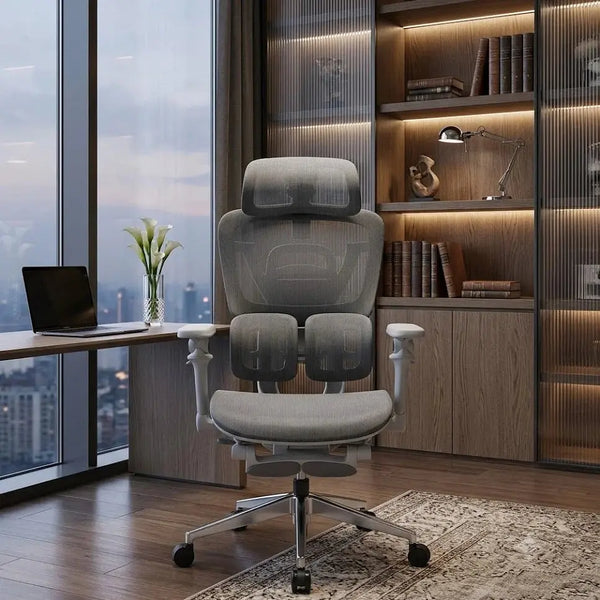 Ergonomic Office Chair with Footrest, Adjustable Mesh Executive Desk Chair Scrollcart Qatar 