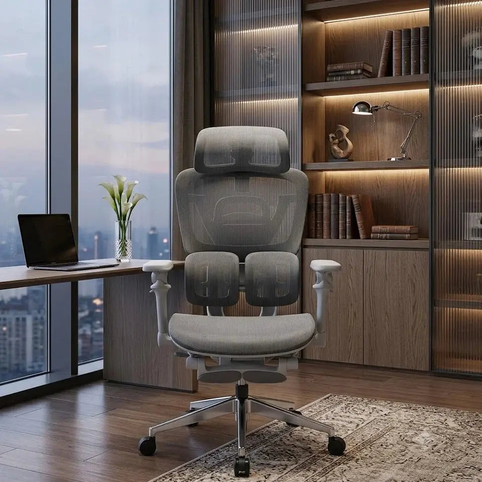 Ergonomic Office Chair with Footrest, Adjustable Mesh Executive Desk Chair Scrollcart Qatar 
