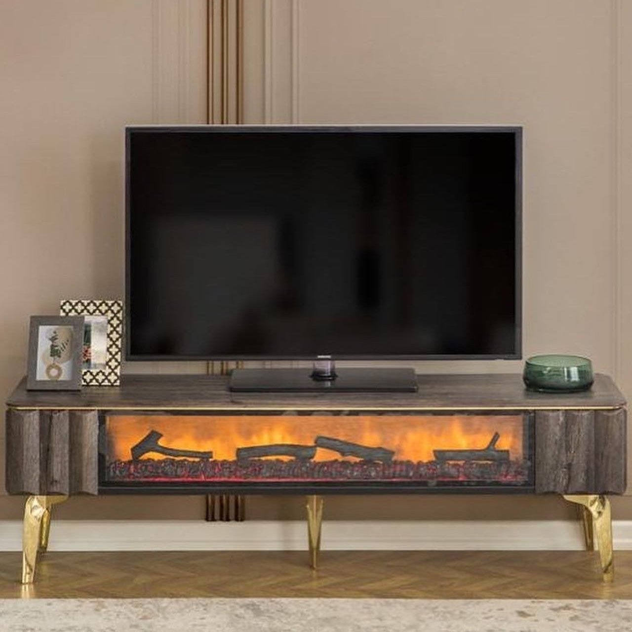 Fireplace TV Stand - Wallnut