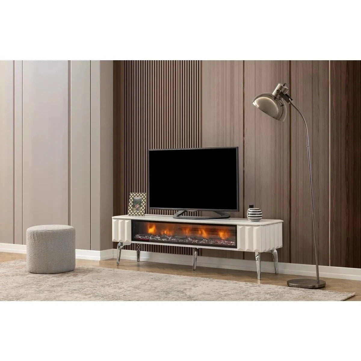 Fireplace TV Stand - White 