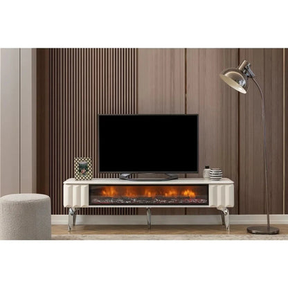 Fireplace TV Stand - White  2 