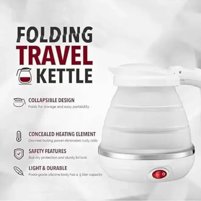 Foldable Electric Kettle 600ml - Silicone Travel Boiler Dual Voltage Scrollcart Qatar 