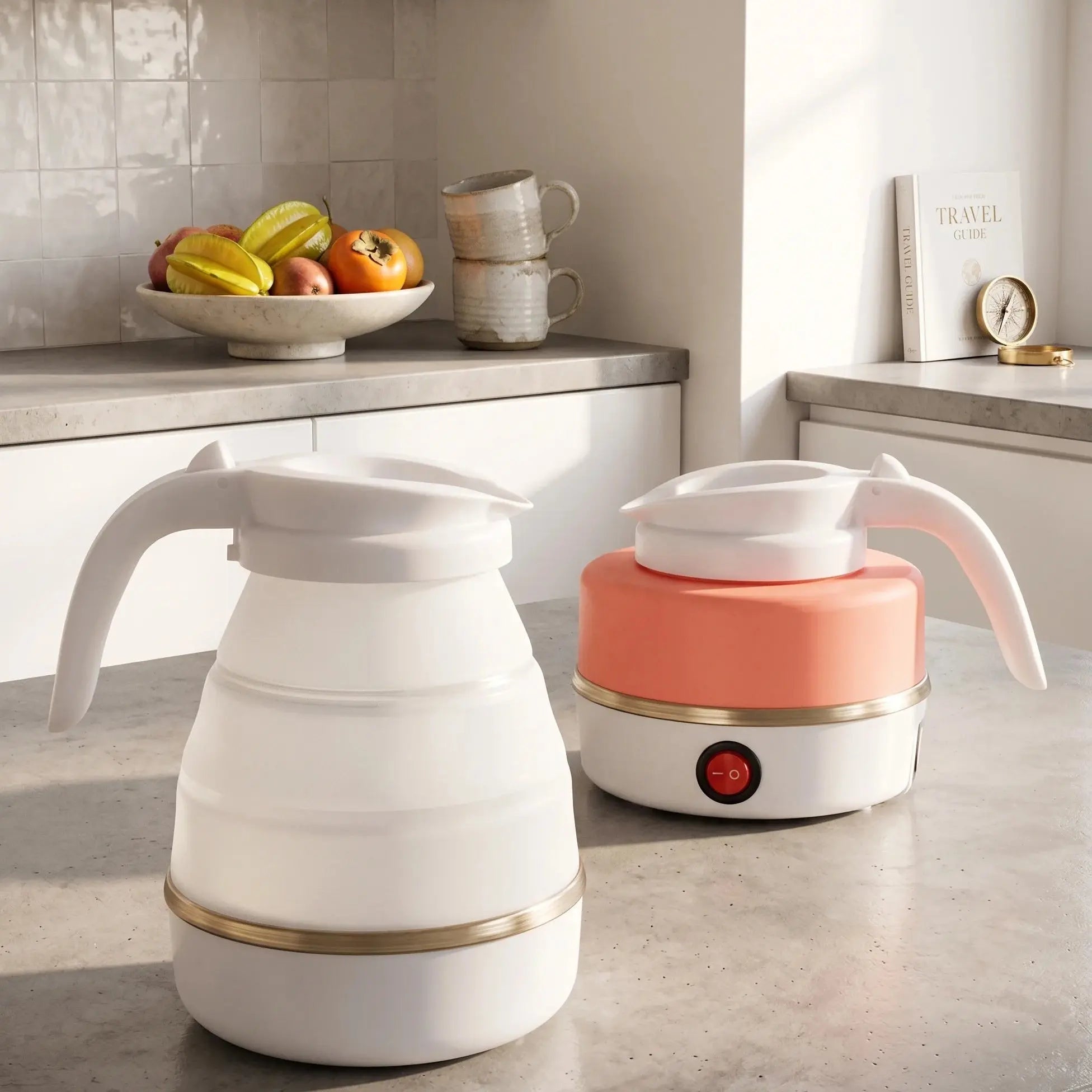 Foldable Electric Kettle 600ml - Silicone Travel Boiler Dual Voltage Scrollcart Qatar 