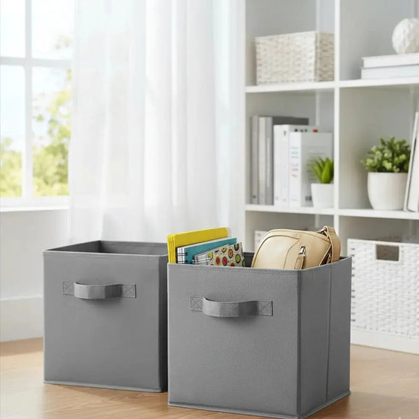 Foldable Fabric Storage Box with Handle Scrollcart Qatar 