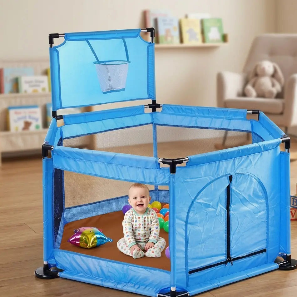 Foldable Kids Playpen with 30 Balls – Portable Indoor & Outdoor Baby Play Yard Scrollcart Qatar 