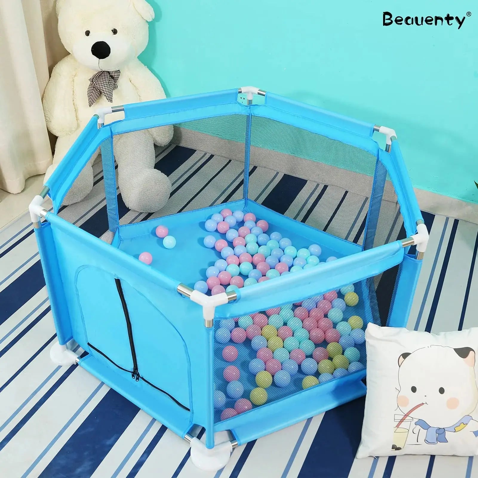 Foldable Kids Playpen with 30 Balls – Portable Indoor & Outdoor Baby Play Yard Scrollcart Qatar 